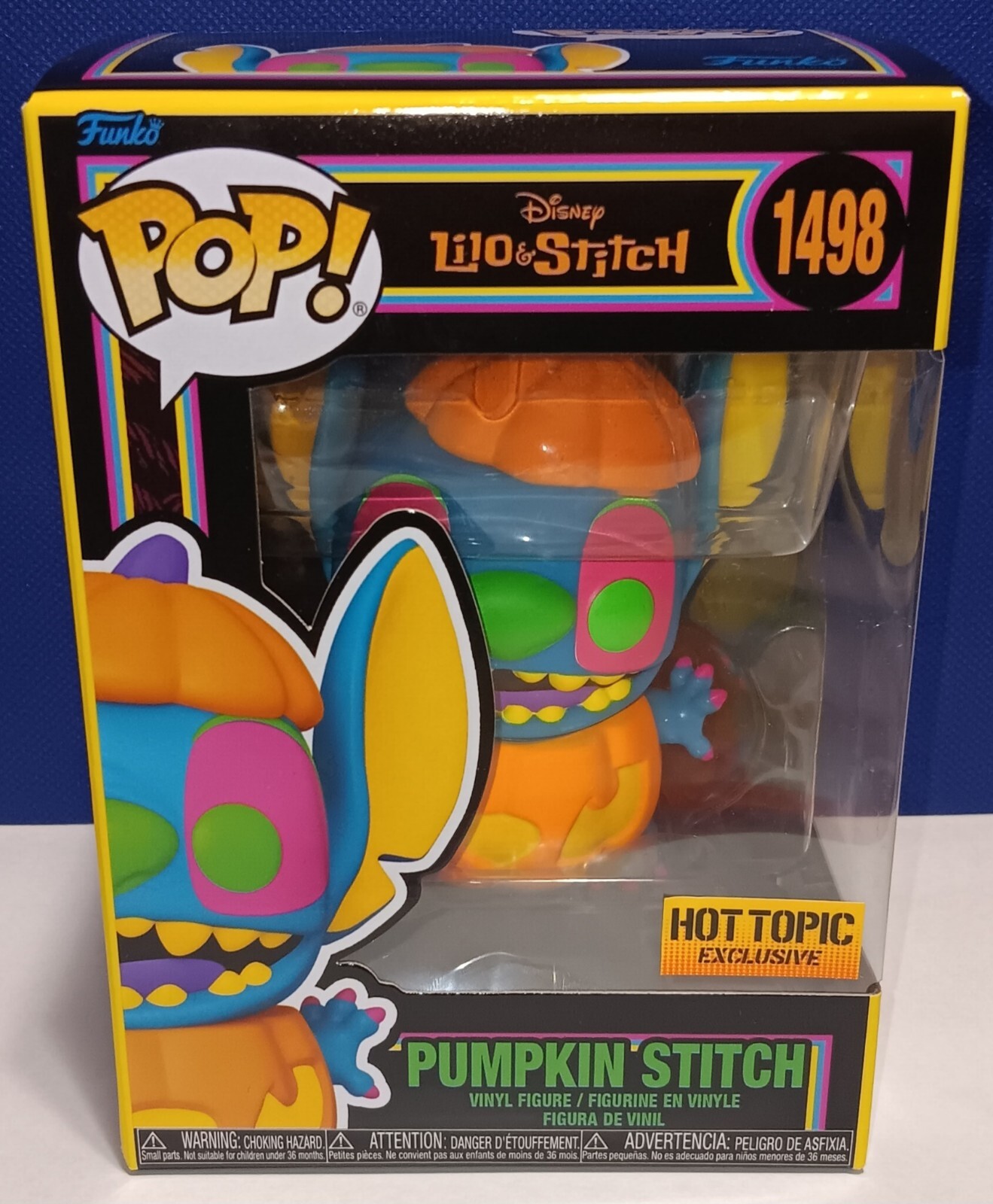 Funko POP! Pumpkin Stitch 1498 - Blacklight -Lilo & Stitch - Hot Topic Protector