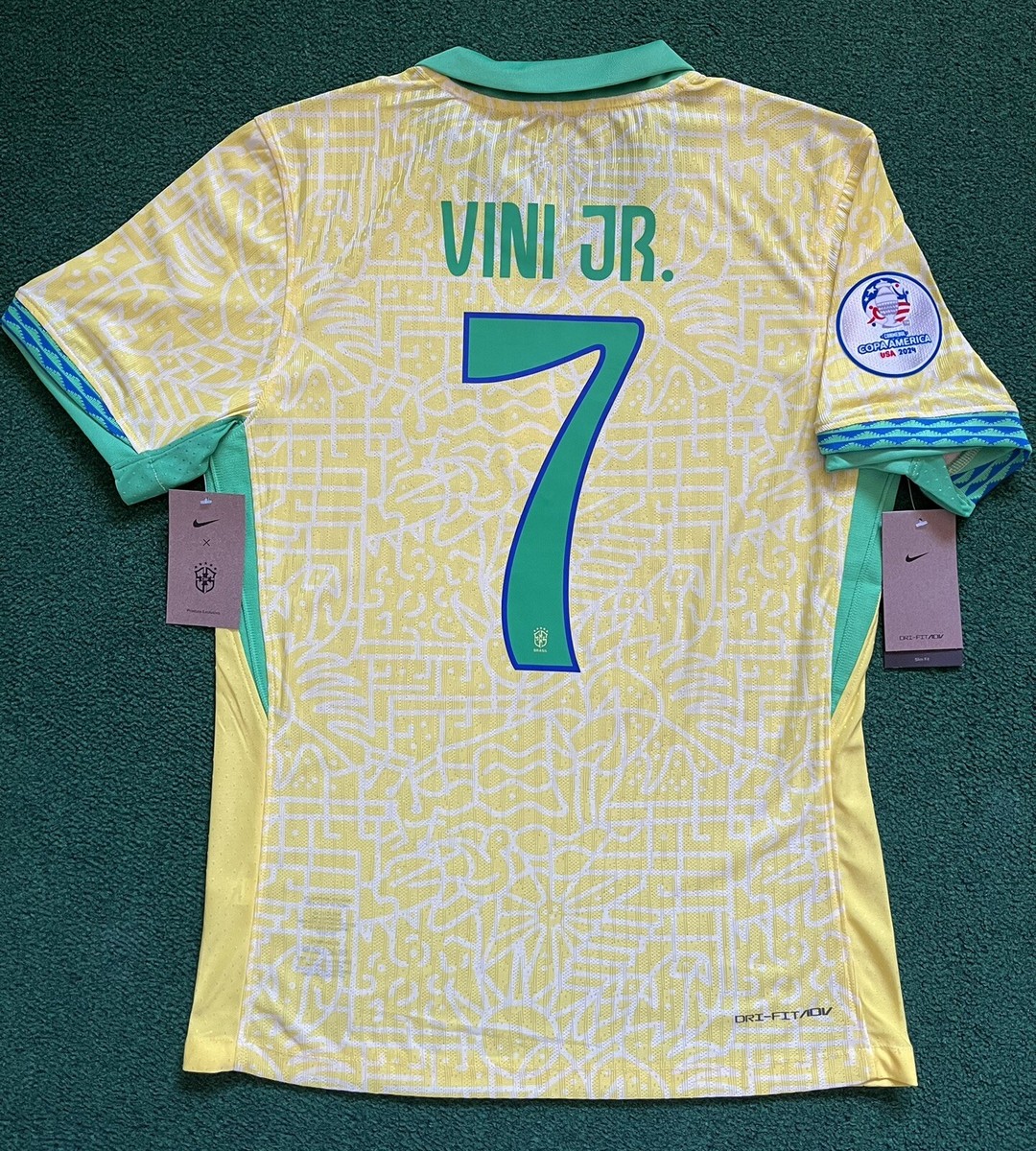 NWT Brazil 2024 Home Copa America Player Version Jersey “Vini Jr 7