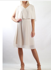 BNWT Ladies Sz 8 Tea Berry Floaty Beige Layered Style Cape Dress