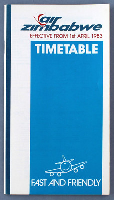AIR ZIMBABWE AIRLINE FLUGPLAN APRIL 1983 ROUTENKARTE AFRIKA