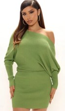 Fashion Nova Green Sweater Mini Dress S