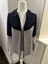New With Tags Bogner Fire Ice Zip Medium Navy Blue Gray Neon Red Sweater Hood