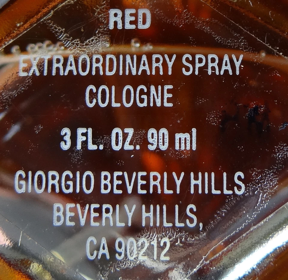 Red Giorgio Beverly Hills Perfume Cologne Spray Vtg 90s 3 oz Woody Amber Floral - Image 3 of 3