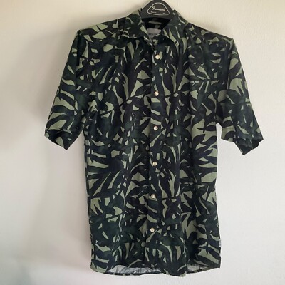 Shirt Only & Sons Cuba Casual Untucked Travel Vacation Jungle Print Size Slim Lg