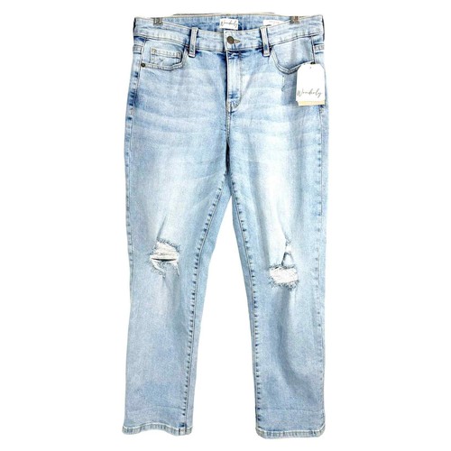 Wonderly Size 6 Jeans Distressed Light Blue Girlfriend Crop Ankle Straight 615 - Picture 14 of 14