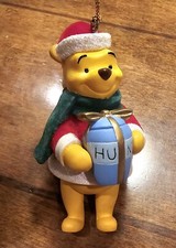 Winnie The Pooh Holding Honey Pot Ornament Disney Scarf Santa Hat Christmas