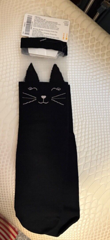 NWT Gymboree girls size 7/8 black cat with mesh socks dressy