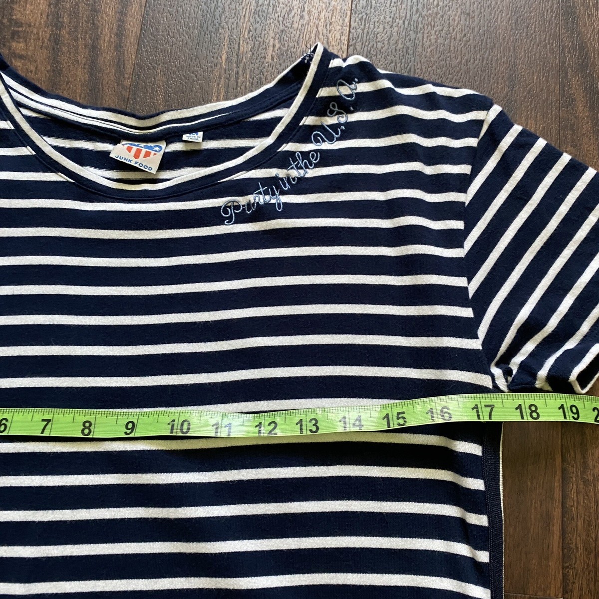 Robe De Soirée Rayée Bleu Marine Et Blanc Junk Food Taille M - Style USA, Occasion Très Bon état