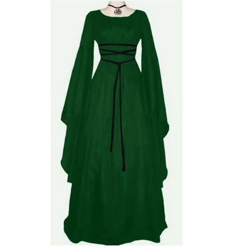 Victorian Long Dress Renaissance Women Medieval Costume Gothic Witch Fancy Dress - Picture 13 of 16