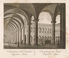 Veduta interna dell'Ospedale Maggiore in Milano