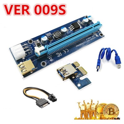 New PCI-E Riser Card 1x to 16x USB 3.0 VER 009S Mining Extender Board