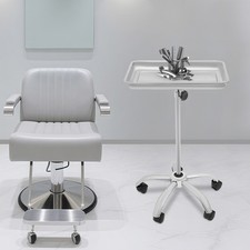 Metal Large Salon Tray, Adjustable Height Medical Tray Stand with Wheels