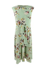 Lauren Ralph Lauren Women's Petite Floral Crepe Dress (2P, Sage/Pink Multi)
