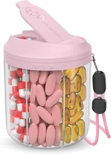 Pill Dispenser with 7 Large Compartments, Pill Organizer for Travel, Supplement 