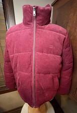 Levi's Women's Zoe Corduroy Puffer Jacket Cranberry Elastic Waist Purple/Red L