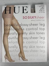 HUE So Silky Sheer GLOSS Control Top Pantyhose #13363 Natural Size 1 Y2K Italy
