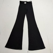 Fashion Nova Dress Pants Womens S Black Flare Ribbed Knit Pull On Stretch