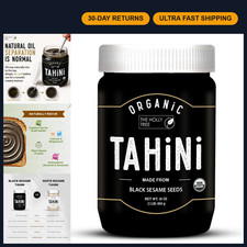Organic Black Tahini Paste 16 oz - Creamy Black Sesame Spread, Gluten Free, USDA