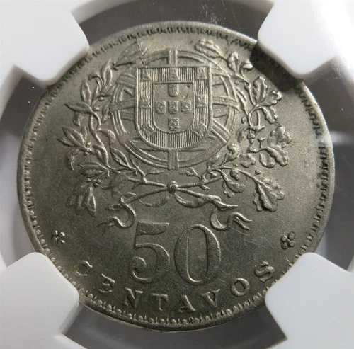 PORTUGAL Republic 50 Centavos 1930 NGC AU 58 UNC Nickel Liberty Scarce KEY DATE