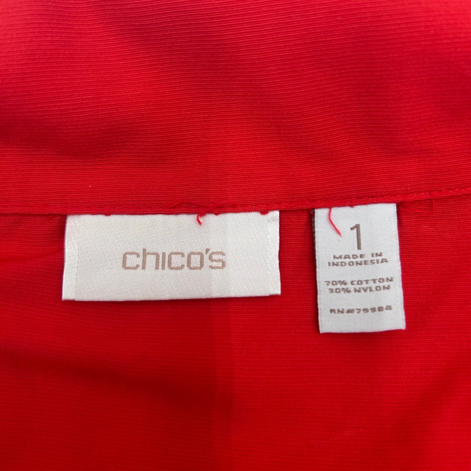 Chicos Red/Orange Button Front Collar Jacket Wome… - image 3