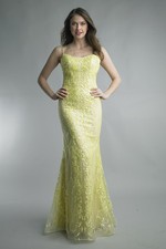 Sequined Mermaid Spaghetti Strap Gown