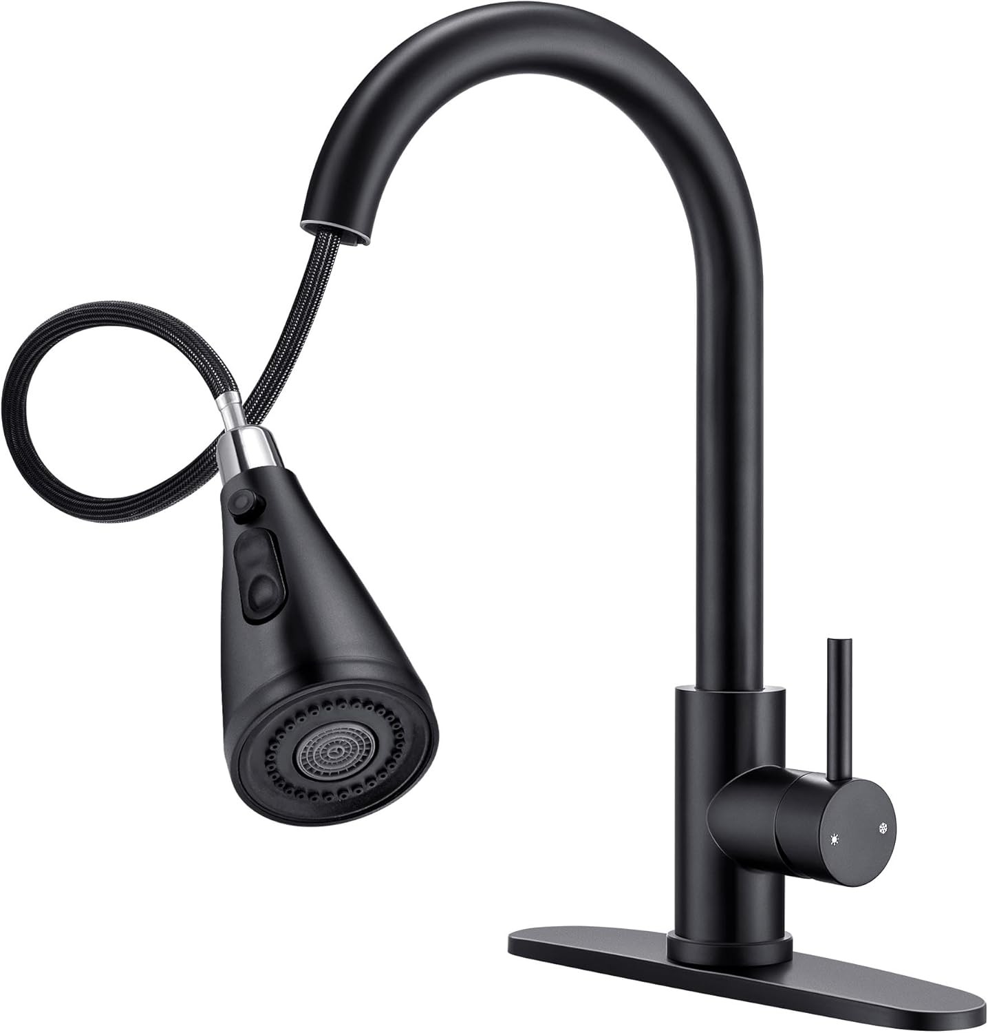 Modern Matte Black Kitchen Faucet with 3 Spray Modes & Pull Down Sprayer
