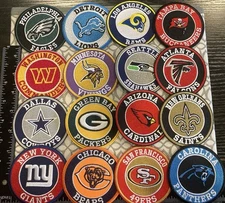 * 36 LOT * ALL NFL TEAMS LOGO 3" ROUND IRON ON PATCHES + 2 NFL, AFC, NFC LOGOS