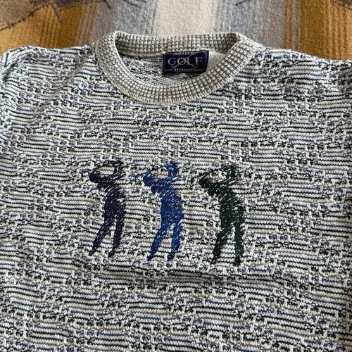 Vintage 90s Golf Golfing Embroidered Knit Sweater Size Large Made In USA - Picture 3 of 6
