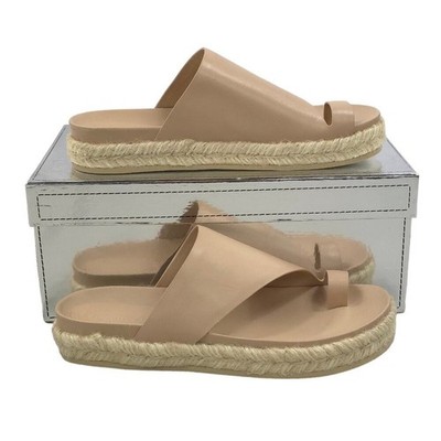 Sigerson Morrison Leather Slide Sandals Espadrille Platforms Womens US Size 9