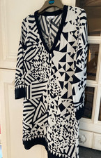 MNG Mango Black & Offwhite Mix Short Dress Tunic Top Size M
