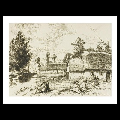 Louis Auguste Lepere - Two Cottages (1910) Art Card Print