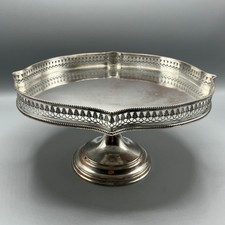 Antique Silver Plated Pedestal Gallery Tray Cake Stand Tazza Fruit Platter Fancy