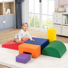 6 PCS Kids Climber Play Set Indoor Foam Climb and Crawl Activity Blocks w/ Cover