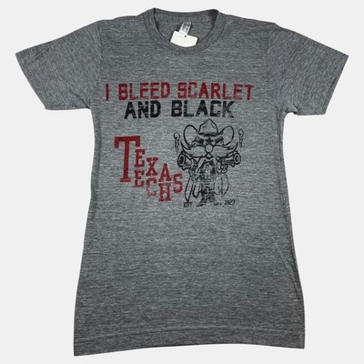 Texas Tech Raiders ''I Bleed Scarlet and Black'' Gray Shirt Sz XS American Apparel
