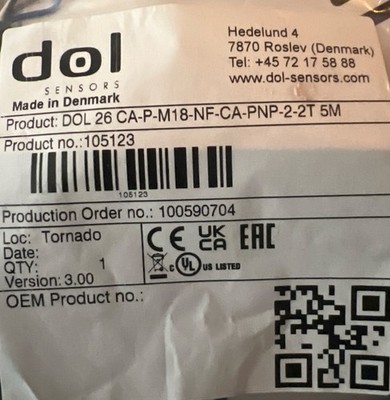 DOL Sensors DOL 26 Capacitive Sensor 105123 M18 PNP NO/NC 5M Cable New