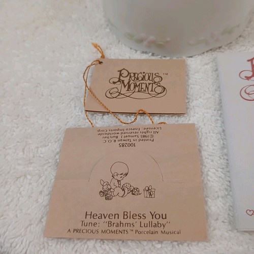 Enesco Precious Moments Heaven Bless You Baby Music Box Brahms Lullaby 4.5” VTG - Picture 2 of 17