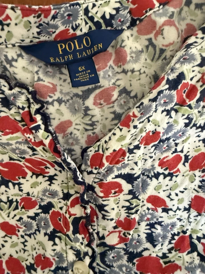 Polo Ralph Lauren Girls Floral Dress 6X - Image 3 of 4