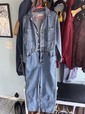 Pagliaccetto Zara tuta donna taglia S blu lavaggio chiaro 100% cotone denim manica lunga