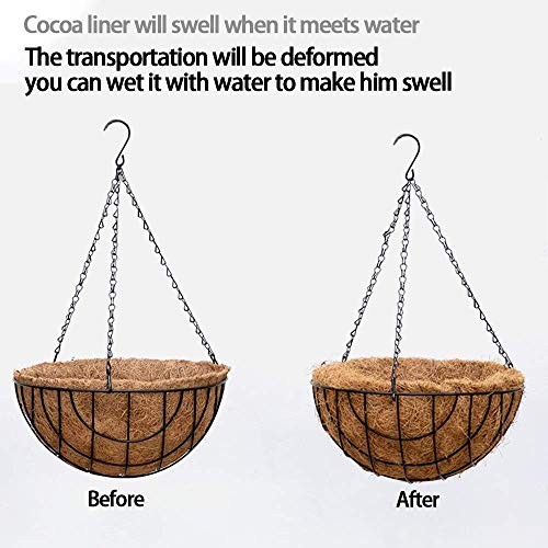 ZeeDix 3 Pack 12 Inch Hanging Basket Coco Liners Replacement, 100% Natural 12in - Picture 6 of 8