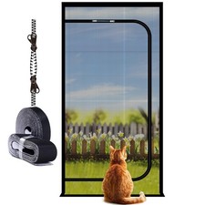 Reversible Cat Screen Door Fits Door Opening Size 30x84inch, Black