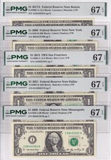 United States SET 5 ,1 Dollar USA FRN Mixed State Superb Gem UNC PMG 67 EPQ