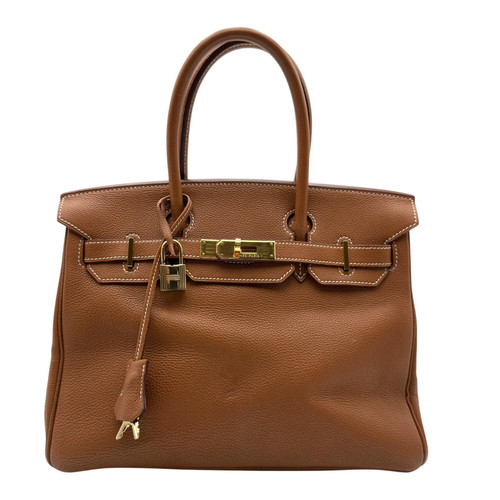 HERMES Birkin 30 Gold Handbag G Stamp #OKB6524