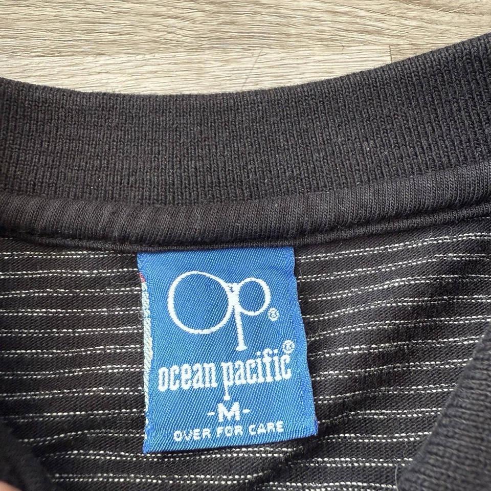 Vintage 70s 80s Ocean Pacific OP USA Terry Cloth Polo Shirt Surf Striped Size M - Image 2 of 4