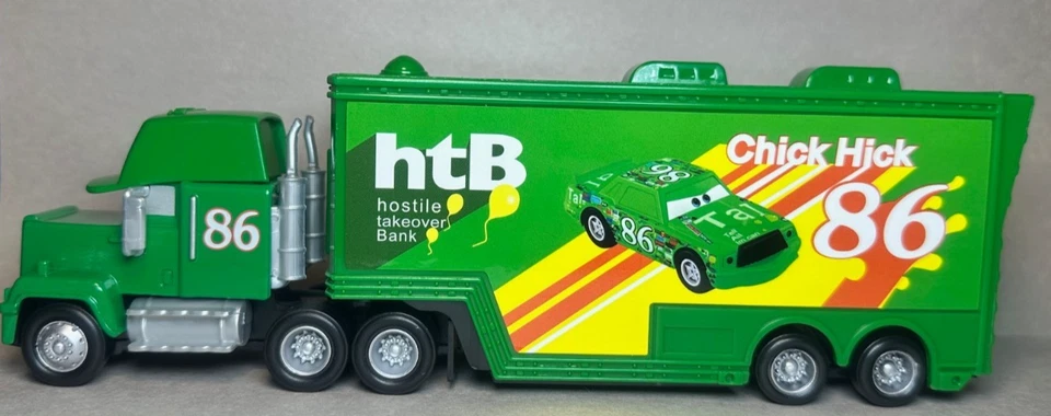 Disney Pixar Cars Chick Hicks Hauler Semi #86 Copa Pistón Diecast Deluxe 1:55 FC Foto 3 de 4