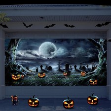 Preboun 6 x 13 ft Halloween Garage Door Cover Decorations Graveyard Halloween