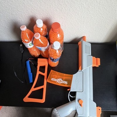 SplatRBall SRB400 Full-Auto Gel Blaster SMG 400-Round Gray/Orange w Battery