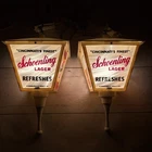 2 Schoenling Beer Lamps Rotating Lantern Lights Vintage L66 Bar Sign Cincinnati