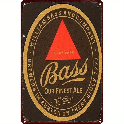 1pc Vintage "Bass Our Finest Ale" Tin Metal Signs - Distressed Wall Decor for Ba