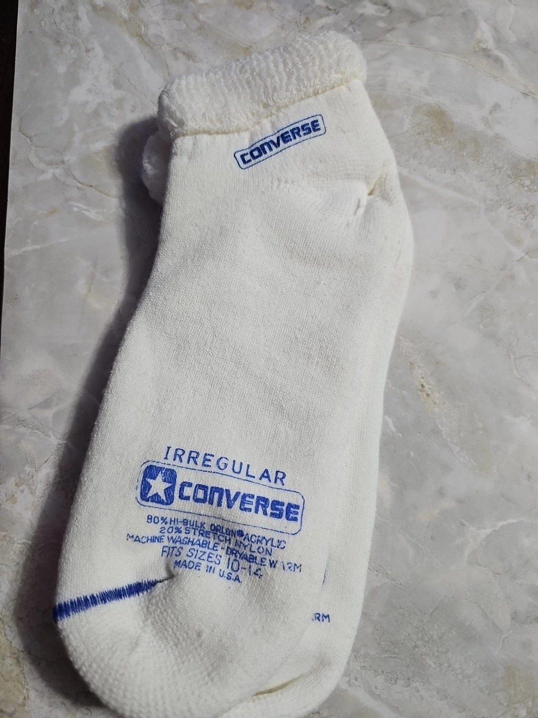 Vintage Socks 10-14 Converse Low Cut Ankle Acrylic Blend USA NOS Blue 80s 90's.