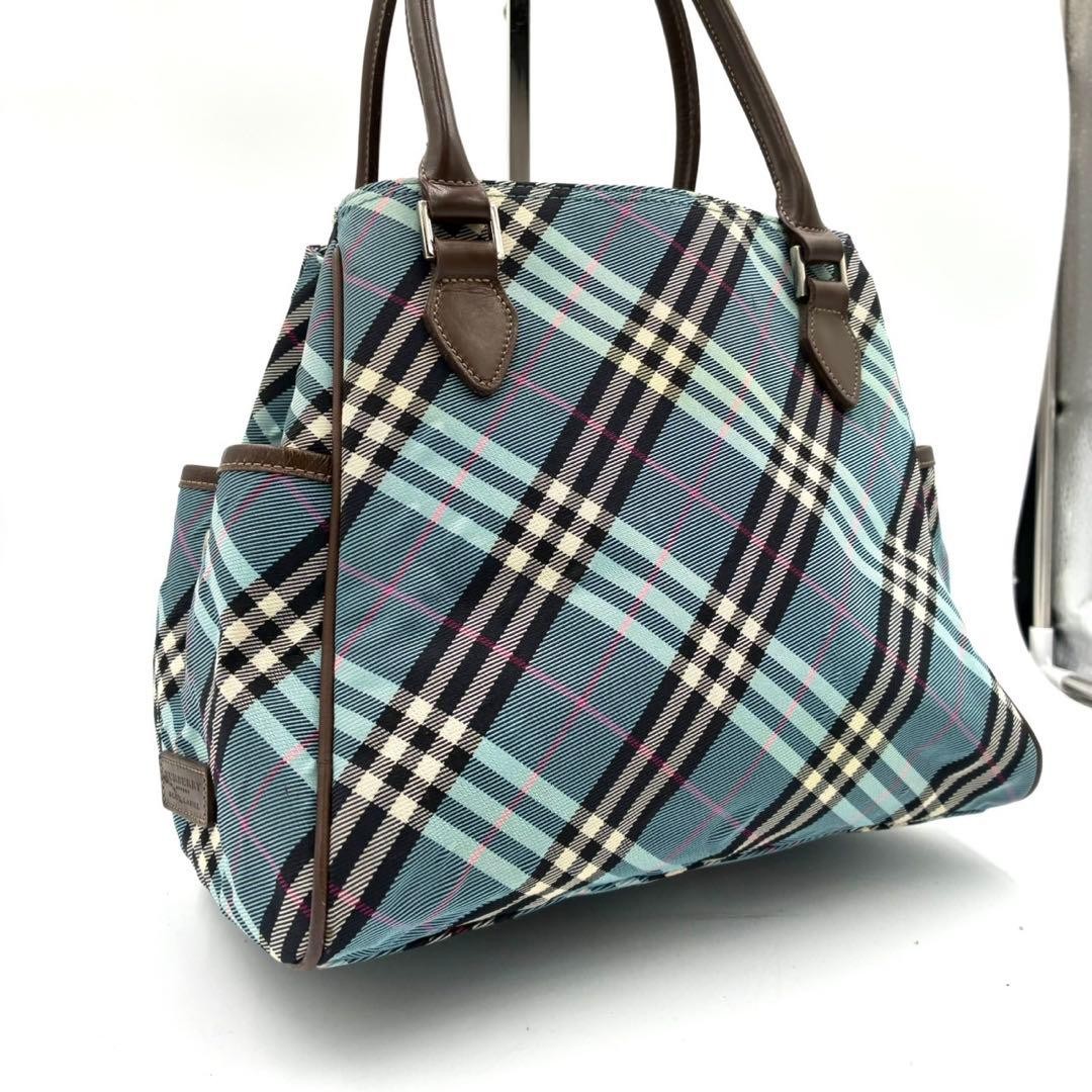 BURBERRY BLUE LABEL Tote bag Canvas Leather Shoulder carry Authentic From Japan
